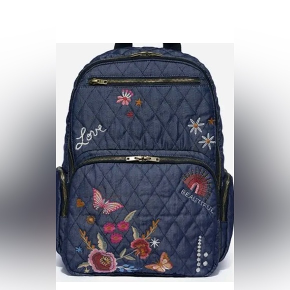 Johnny Was quilted denim blue backpack. - Picture 1 of 5